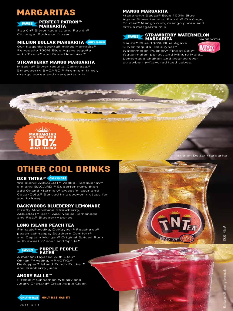 Dave & Buster's Menu PDF Salad Hamburgers