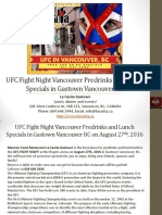 UFC Fight Night Vancouver Predrinks and Lunch Specials in Gastown Vancouver BC