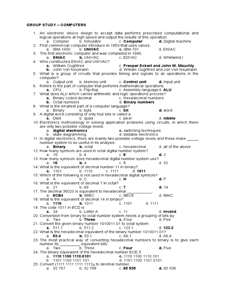 Computers Answer Key | PDF | Computer Data Storage | Logic Gate
