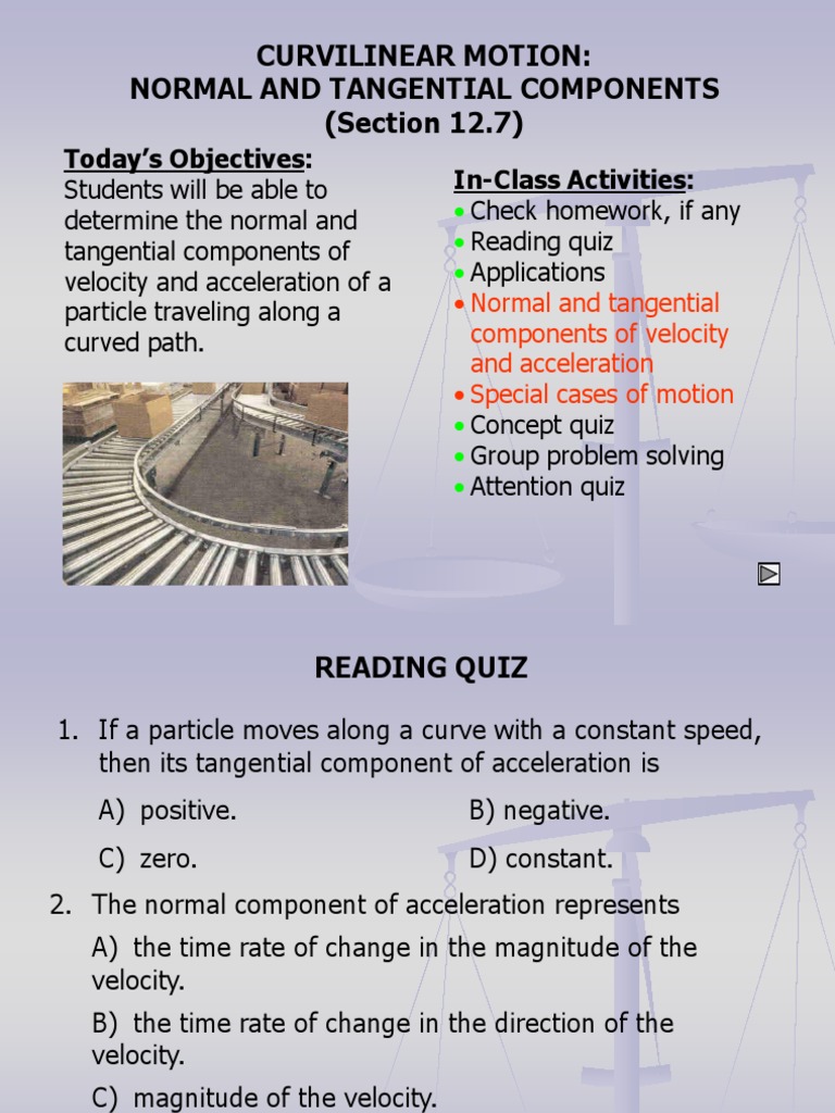 Normal And Tangential Forces Pdf Acceleration Curvature