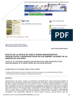 .....Agro Sur - Efecto de La Epoca de Parto Sobre Rendimientos Productivos y Reproductivos de Un Rebaño Lechero de La Region de Los Rios