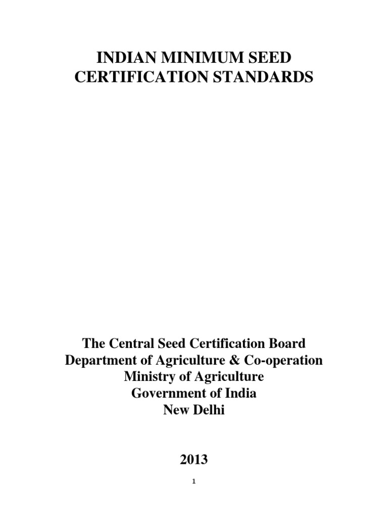Indian Minimum Seed Certification Standards | PDF | Horticulture And ...