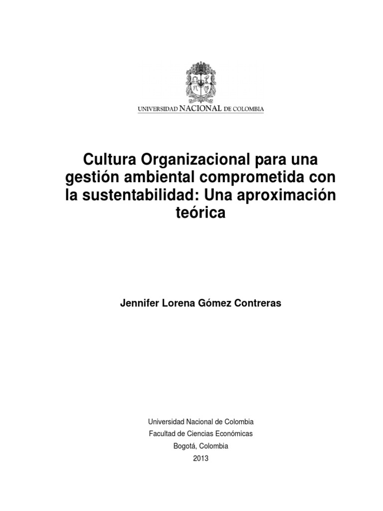 Cultura Organizacional y Sustentabilidad | PDF | Sustentabilidad ...