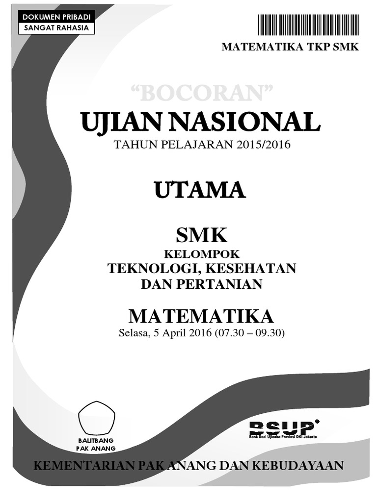 Bocoran Soal Un Matematika Smk Tkp 2016 Pak Anang Blogspot Com Pdf