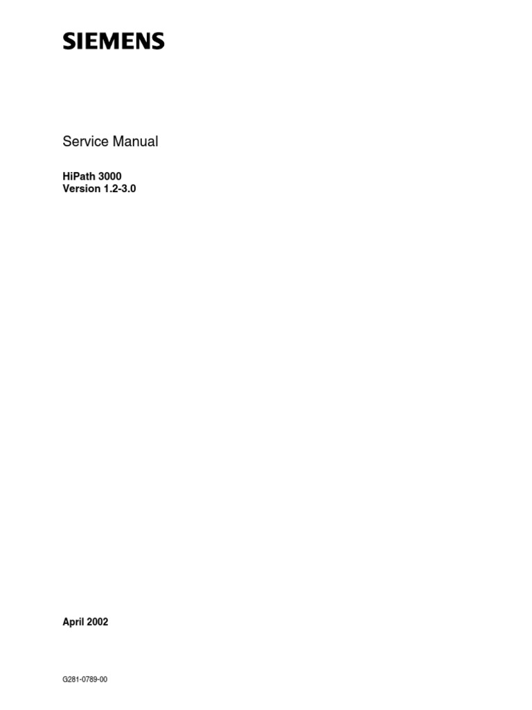 Siemens HiPath 3000 Service Manual | PDF | Siemens | Telecommunication