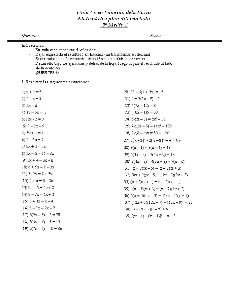 Hojas De Trabajo Con Respuestas Para Simplificar Expresiones Algebraicas