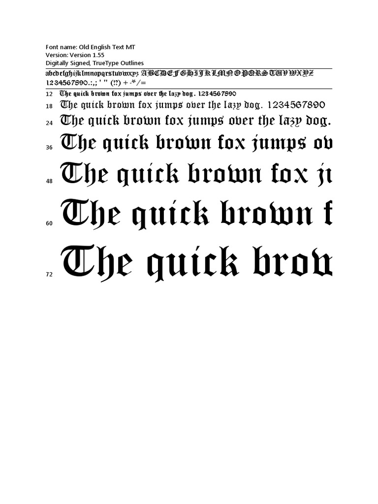 Old English Text MT Font Overview | PDF | Computer File Formats