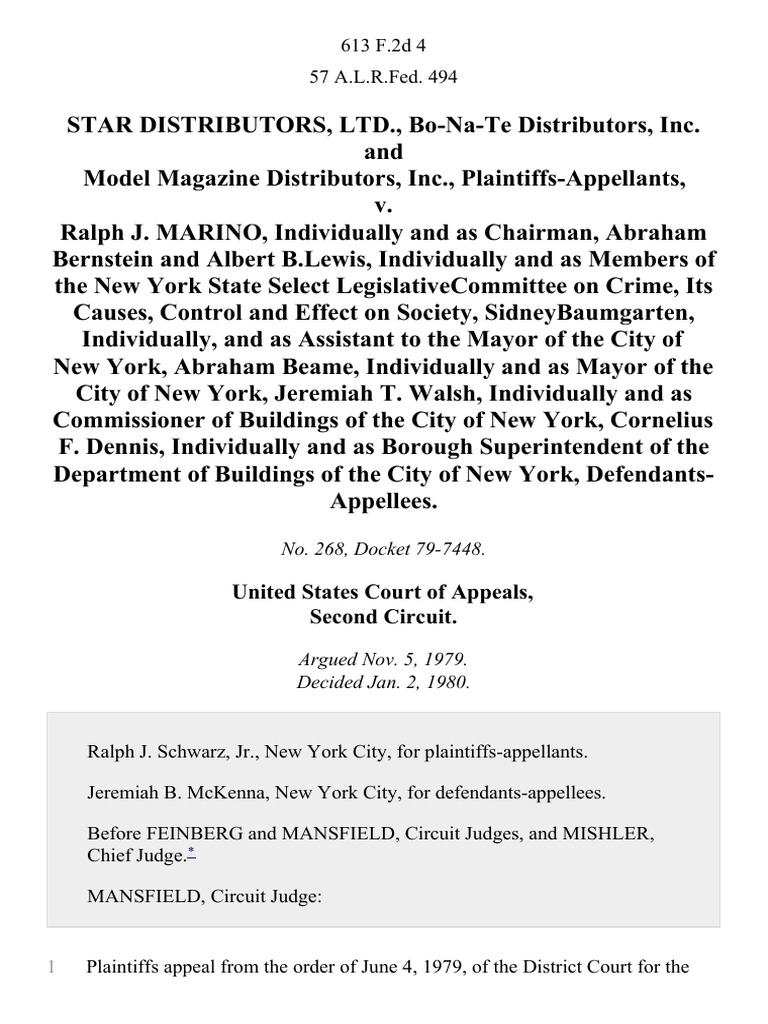 Star Distributors, Ltd., BoNaTe Distributors, Inc. And Model Magazine