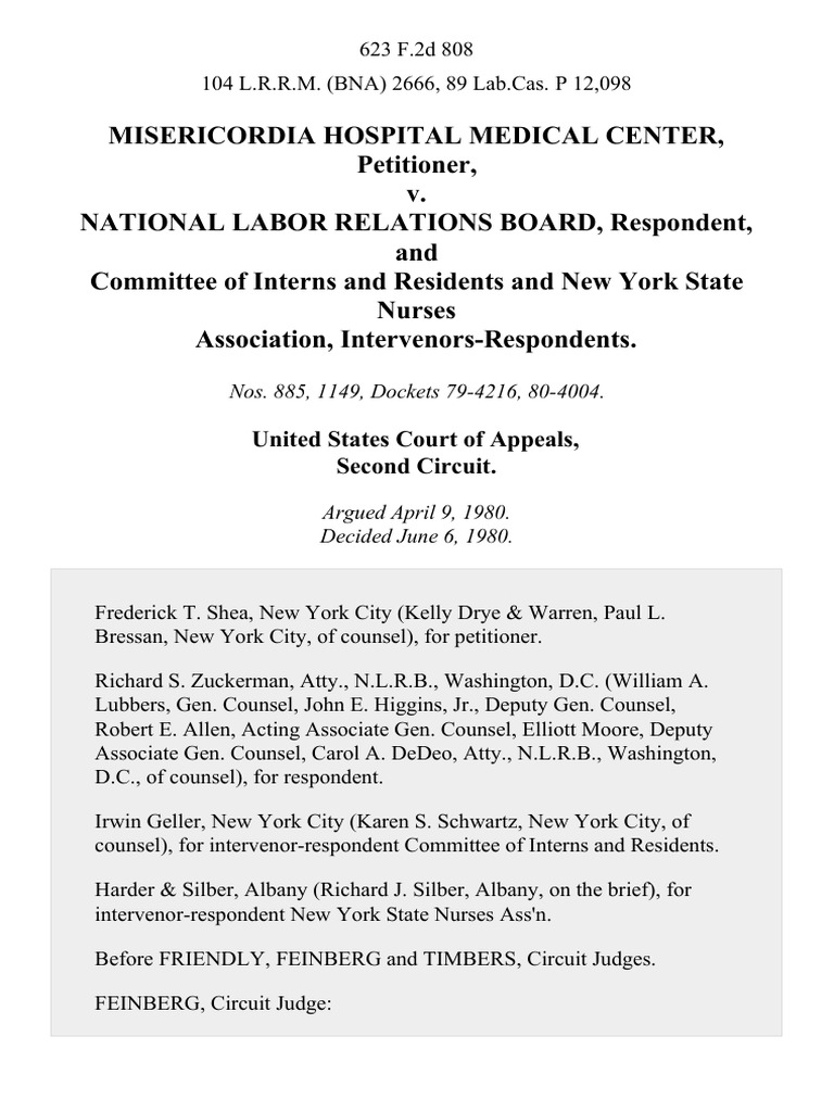 Misericordia Hospital Medical Center v. National Labor Relations Board