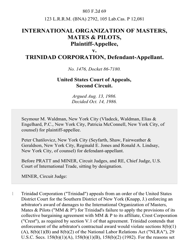 International Organization of Masters, Mates & Pilots v. Trinidad