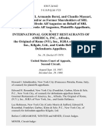Mauritzio Berni, Armando Berni, and Claudio Massari, Individually And/or as Former Shareholders of Srl L'OriginaLe Alfredo All'augusteo on Behalf of Srl L'OriginaLe Alfredo All'augusteo v. International Gourmet Restaurants of America, Inc., Alfredo, the Original of Rome (Ny), Inc., Igra of New York, Inc., Kilgale, Ltd., and Guido Bellanca, 838 F.2d 642, 2d Cir. (1988)