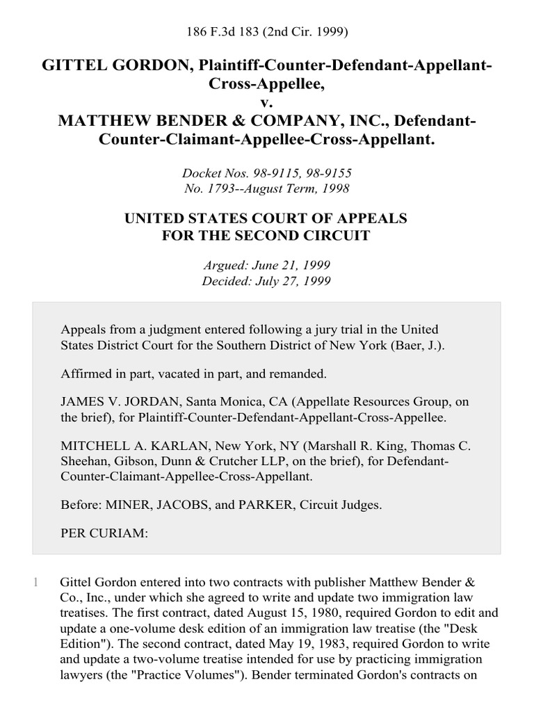 Gittel Gordon, PlaintiffCounterDefendantAppellantCrossAppellee v