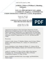 Frouwke K. Blanding, Widow of William G. Blanding v. Director, Owcp, U.S. Department of Labor, Oldam Shipping Company, Employer, Commercial Union Insurance Company, Carrier, 186 F.3d 232, 2d Cir. (1999)