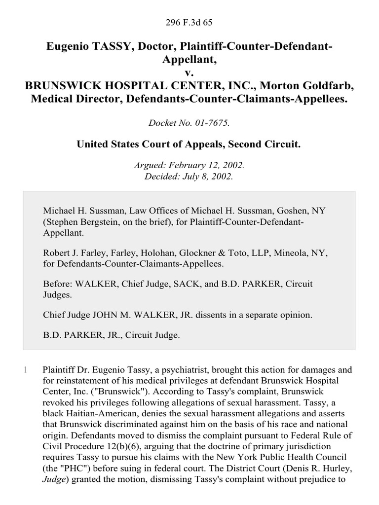 Eugenio Tassy, Doctor, PlaintiffCounterDefendantAppellant v