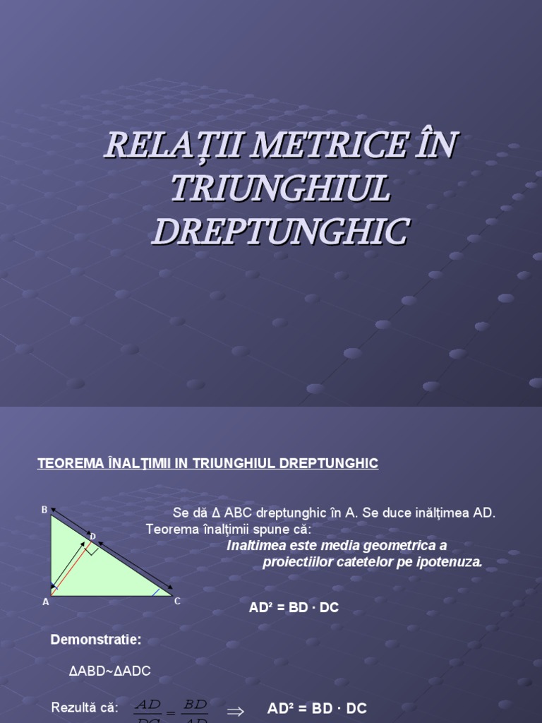Make it heavy Canada mute Relaţii Metrice in Triunghiul Dreptunghic | PDF