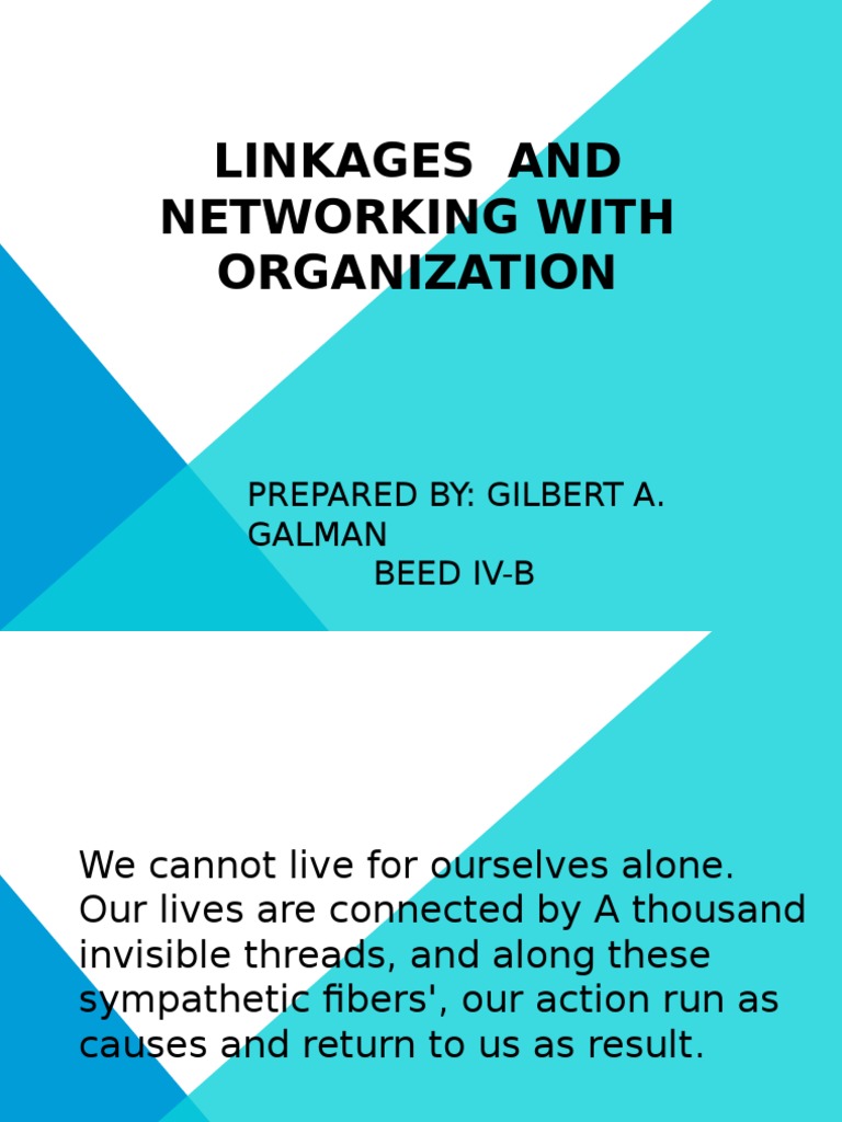 Lesson 4 Linkages And Networking Pdf Academia Teaching
