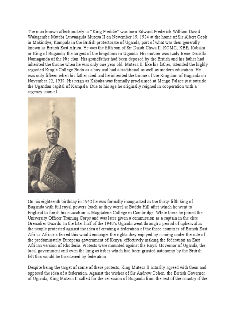 King Mutesa II PDF Forms Of Government Government