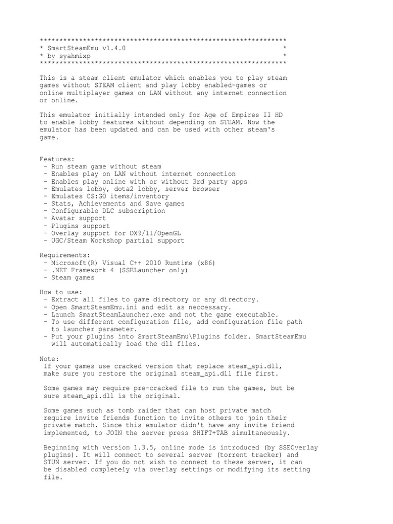 Smart Steam Emu | PDF | Command Line Interface | Peer To Peer