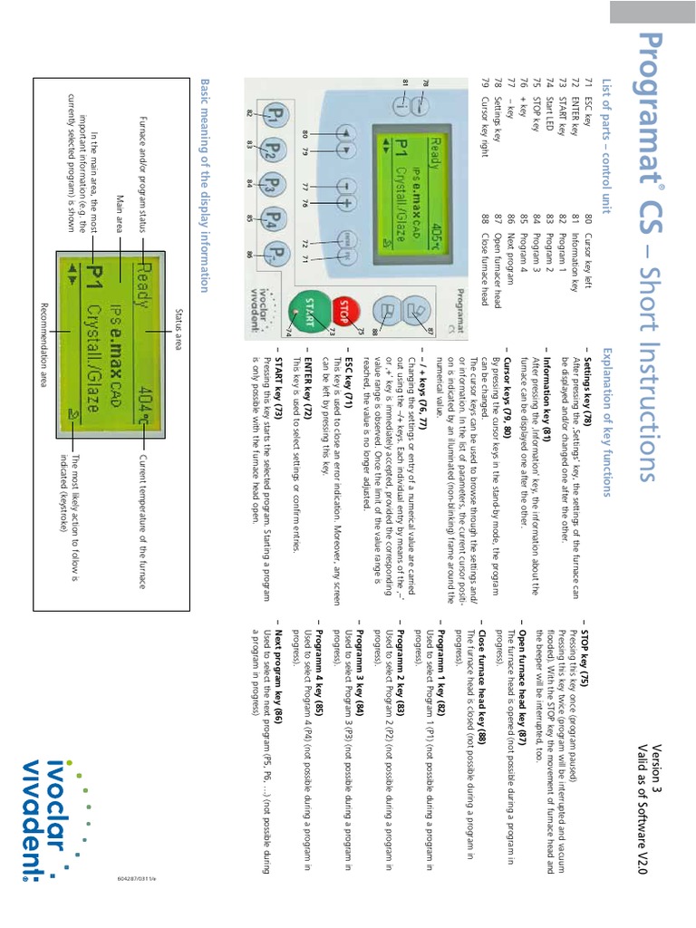 Programat CS - Short Instructions | PDF | Vacuum | Computing And ...