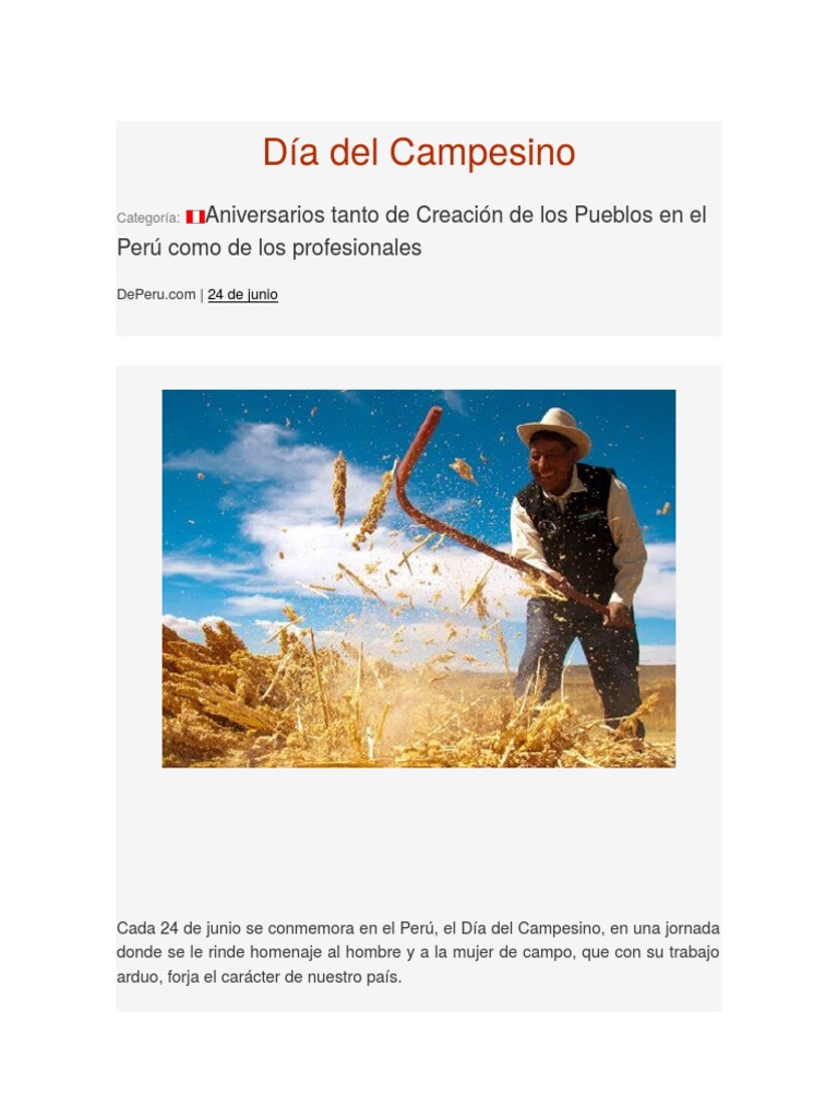 Día Del Campesino | PDF | Perú | Imperio Inca