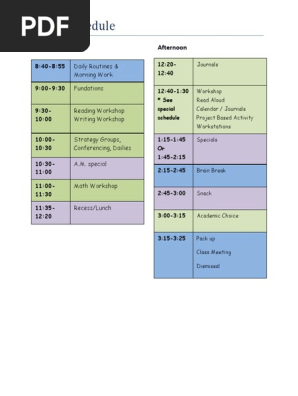 daily schedule