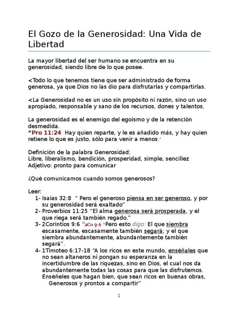 El Valor de la Generosidad en la Vida | PDF | Religión y espiritualidad