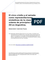 Bekenstein Gabriela Paula (2013) - El Circo Criollo y El Sainete Como Representaciones Simbolicas de La Clase Baja Urbana de Principios de (..)