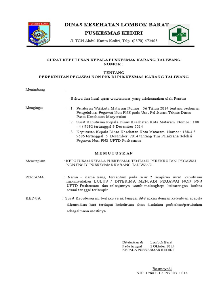 Contoh Lampiran Surat Keputusan - Contoh Resource