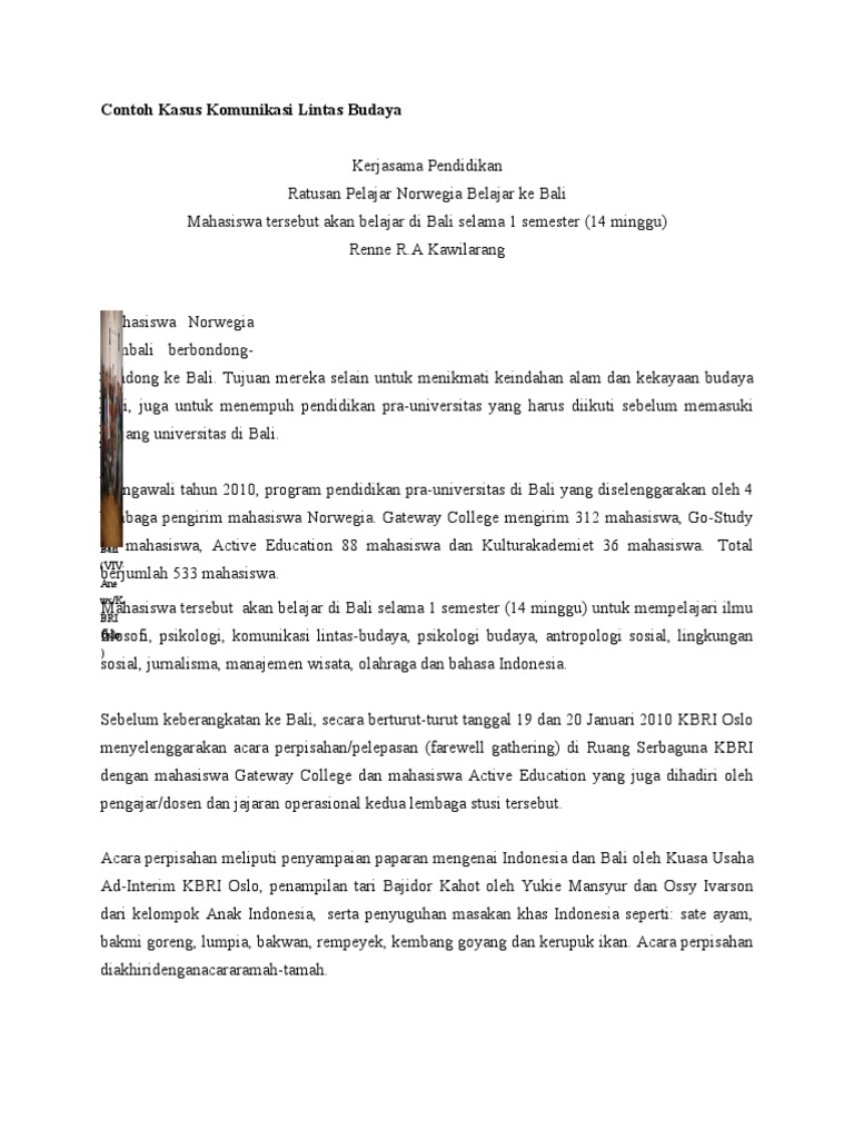 Contoh Kasus Komunikasi Lintas Budaya Fitri Putri 0109a062