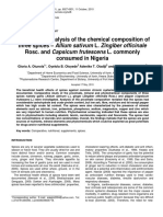 Comparative Analysis of The Chemical Composition of Three Spices Allium Sativum L. Zingiber Officinale Rosc. and Capsicum Frutescens L. Commonly Consumed in Nigeria
