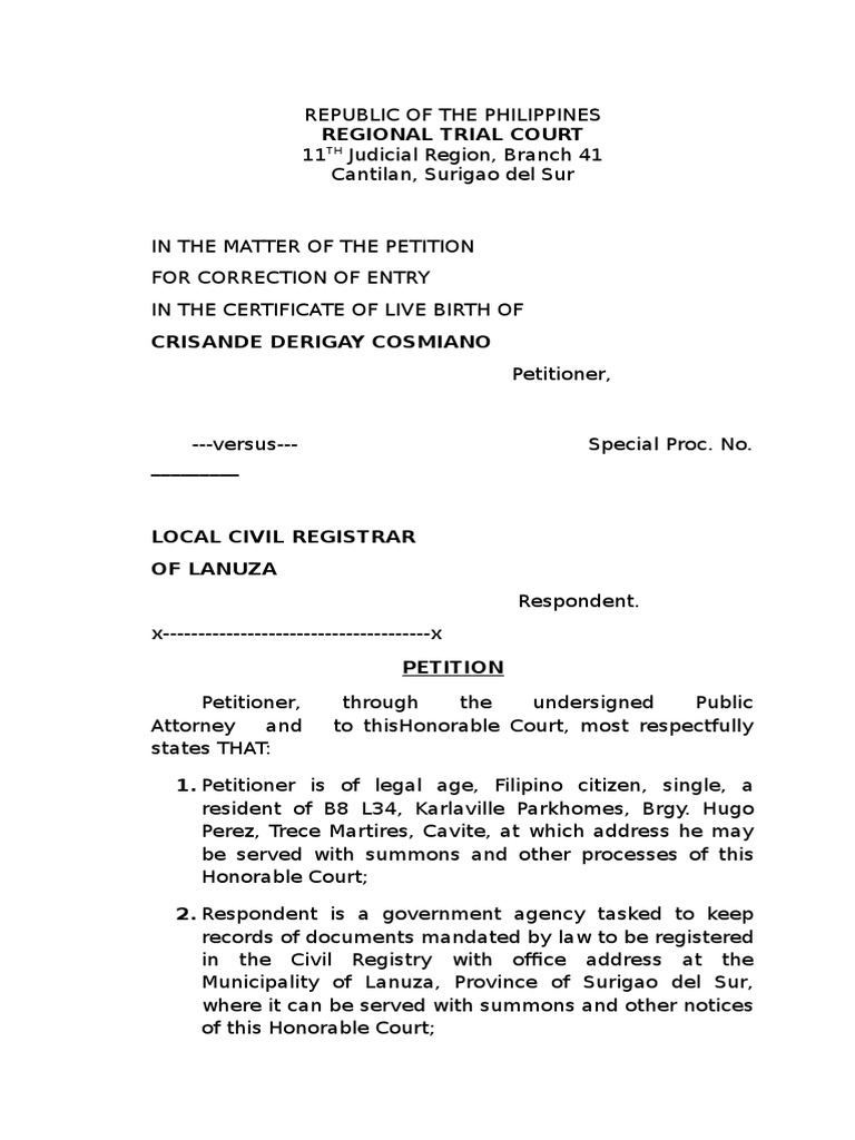 PETITION FOR CORRECTION OF BIRTH RECORD visual data 6