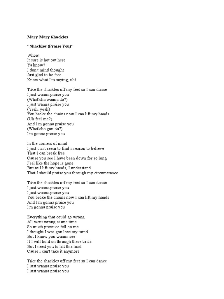 Mary Mary Shackles PDF