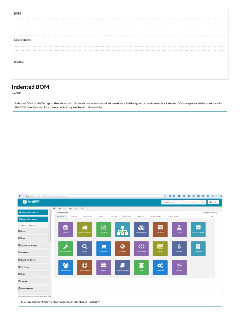 Understanding Indented BOM in inoERP | PDF