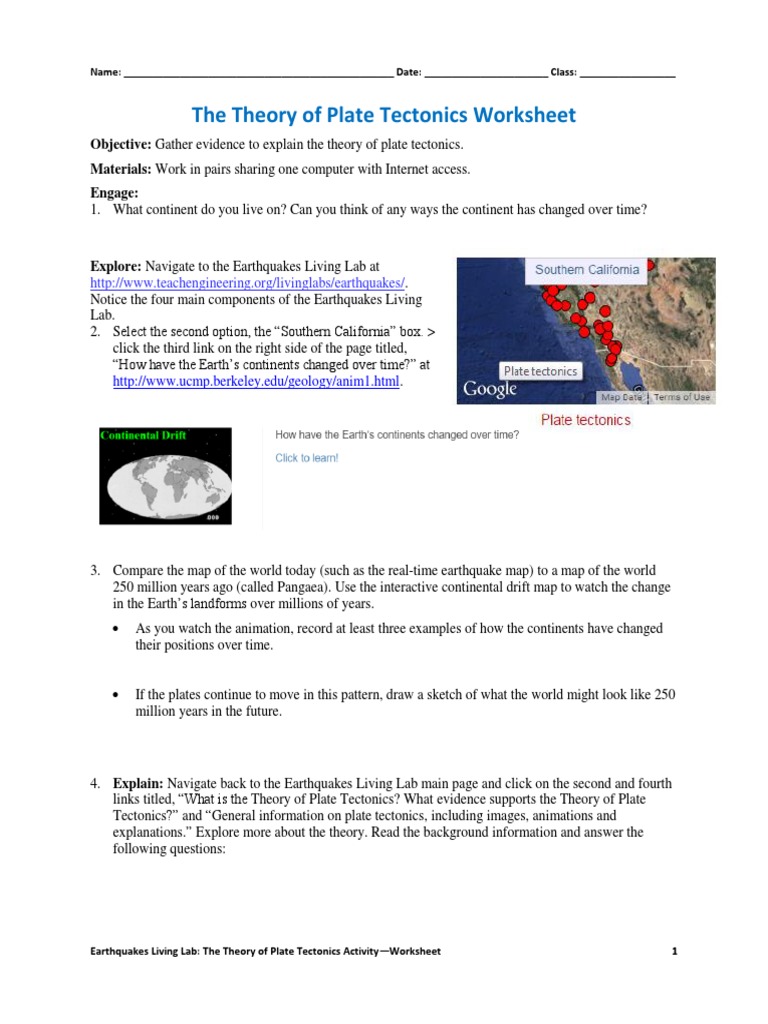 Worksheets Continental Drift Worksheet csm platetectonics activity1 worksheet v3 tedl dwc plate tectonics geology