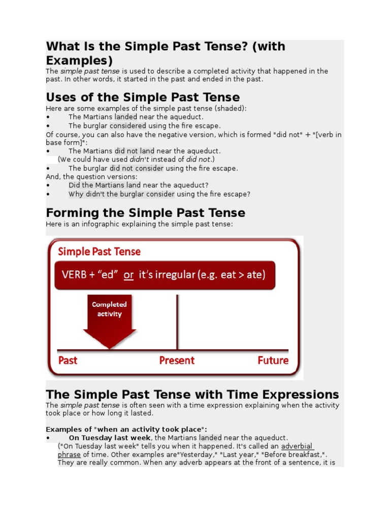 Understanding Simple Past Tense | PDF | Grammatical Tense | Verb