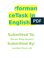 Performan Cetask in English 8: Submitted To: Submitted by