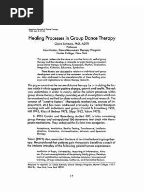 Healing Processes in Group Dance Therapy