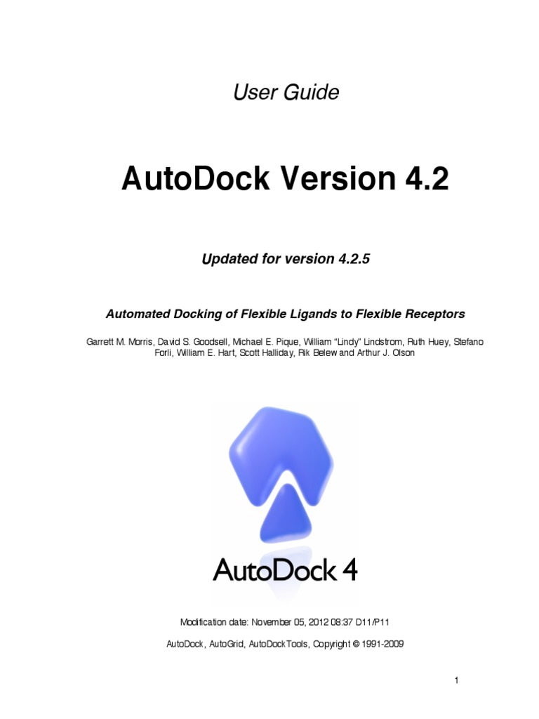 Autodock Version 4.2: User Guide | PDF | Docking (Molecular) | Force ...