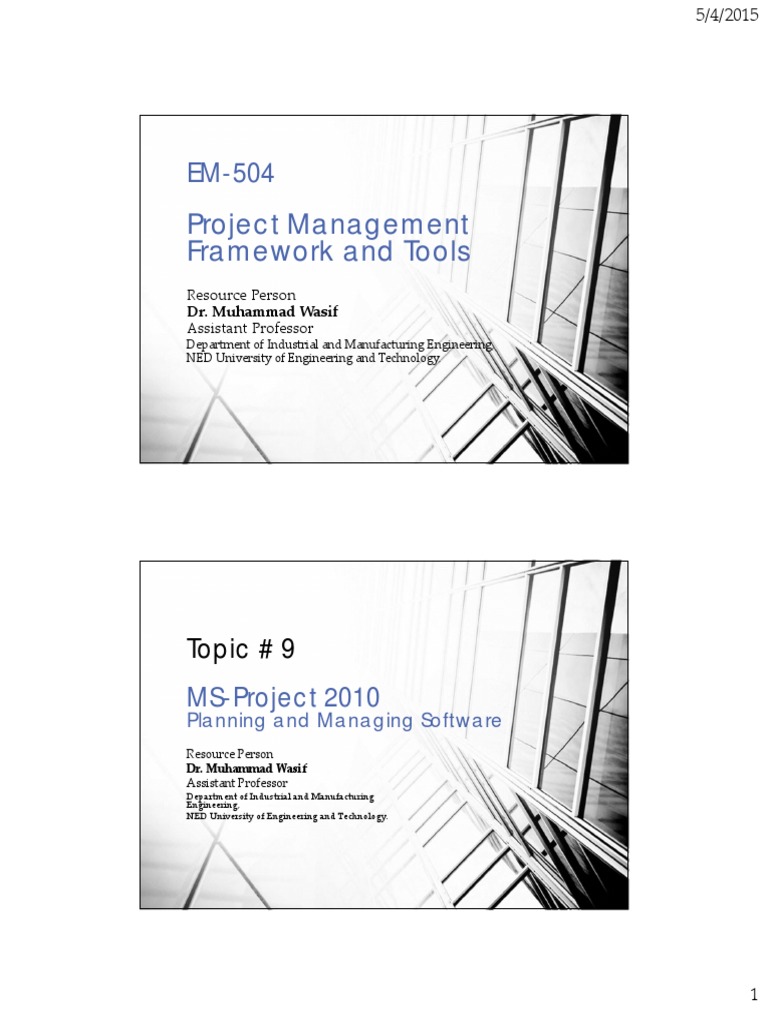 Topic 11 MS Project | PDF | Project Management | Computing