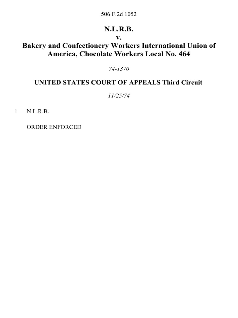 N.L.R.B. v. Bakery and Confectionery Workers International Union of