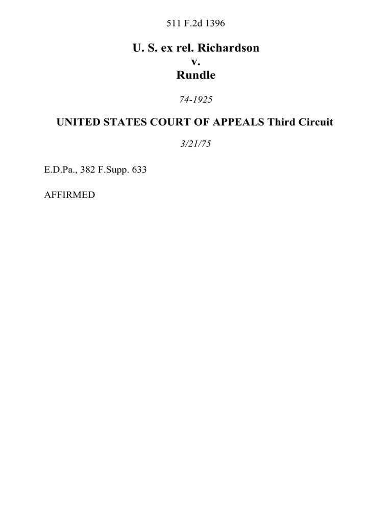 U. S. Ex Rel. Richardson v. Rundle, 511 F.2d 1396, 3rd Cir. (1975) | PDF