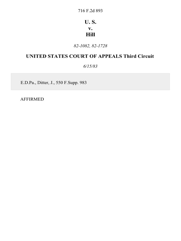 United States v. Hill, 716 F.2d 893, 3rd Cir. (1983) PDF