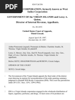 Jds Realty Corporation, Formerly Known As West Indies Corporation v. Government of The Virgin Islands and Leroy A. Quinn, Director of Internal Revenue, 824 F.2d 256, 3rd Cir. (1987)