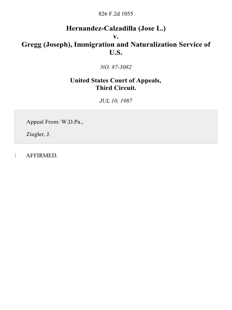 Hernandez calzadilla jose l v gregg joseph immigration and