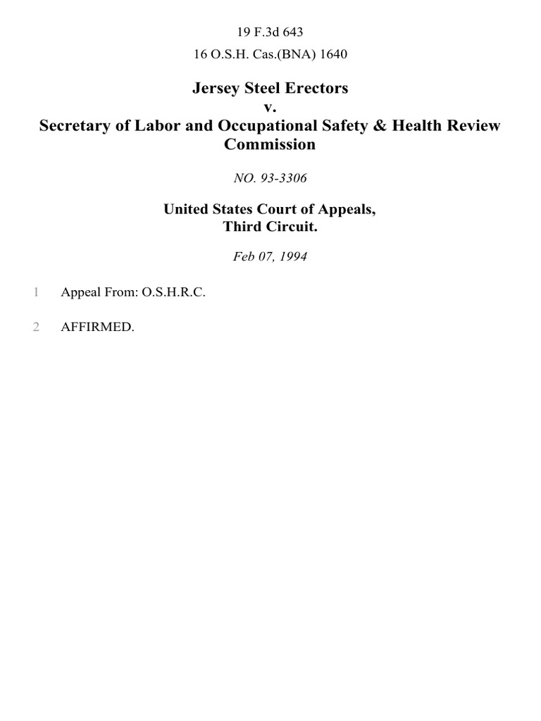 Jersey Steel Erectors v. Secretary of Labor and Occupational Safety & Health Review Commission