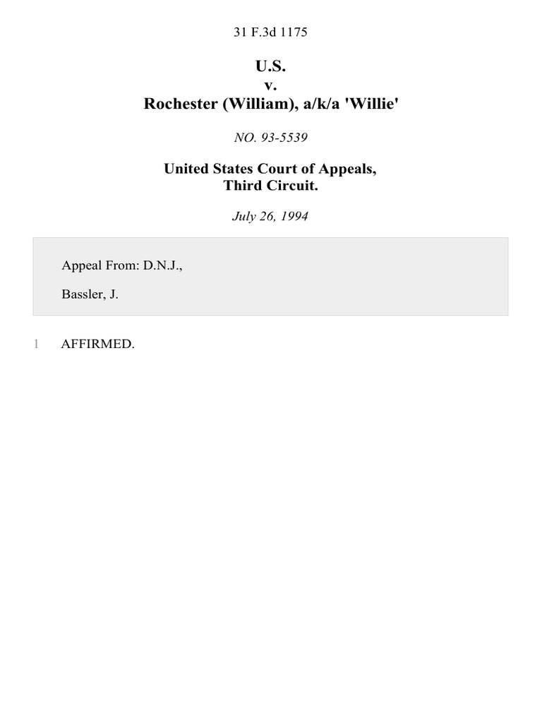United States v. Rochester (William), A/K/A 'Willie', 31 F.3d 1175, 3rd ...