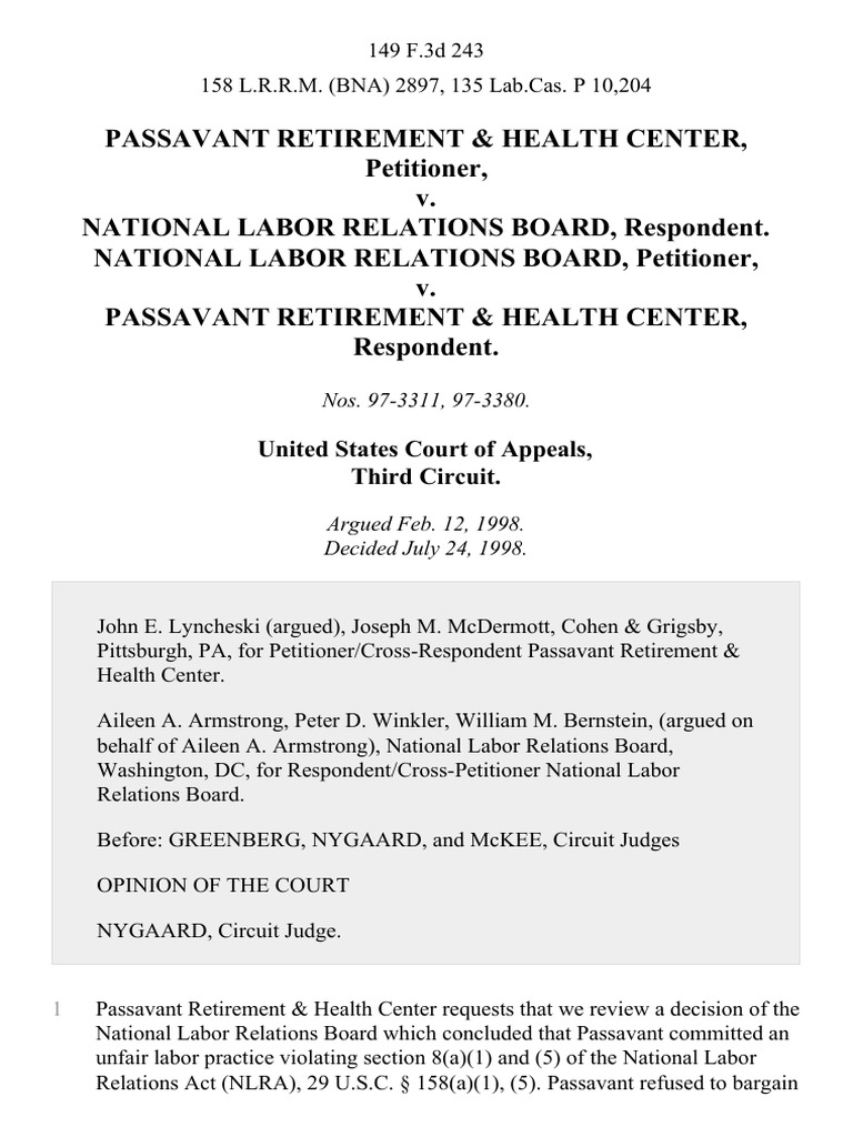 Passavant Retirement &amp; Health Center v. National Labor Relations Board