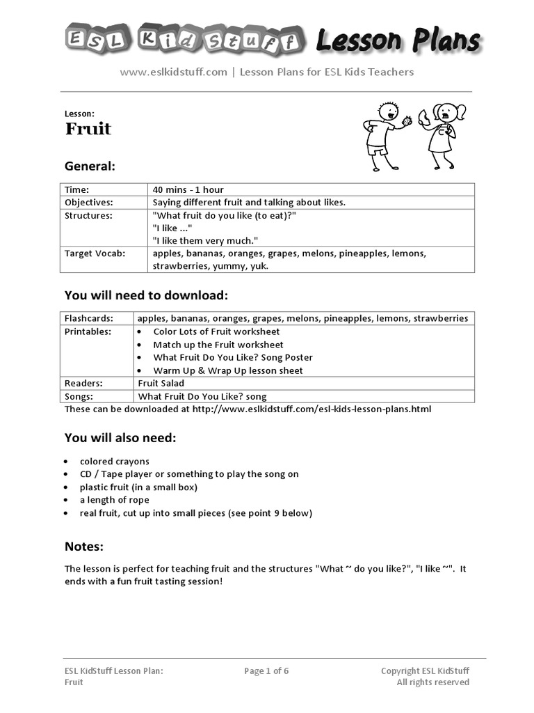 Fruit Lesson Plan Pdf Pdf Fruit Lesson Plan