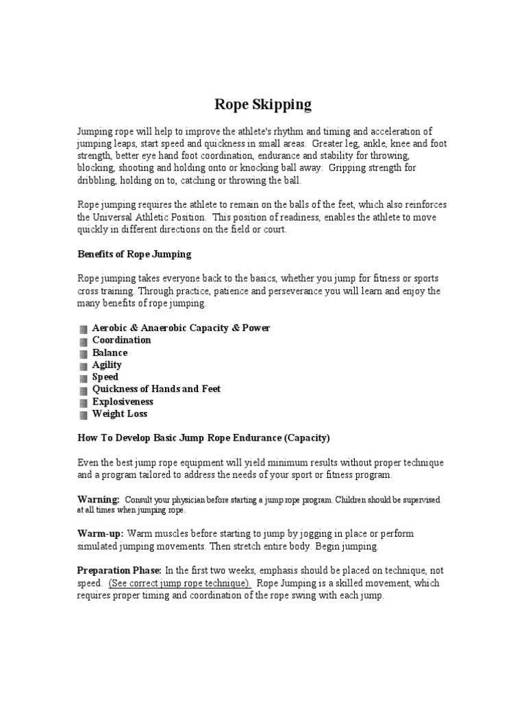 Rope Skipping | PDF | Physical Fitness | Foot