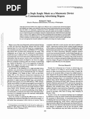 Memory In A Jingle Jungle Music As A Mnemonic Device In Communicating Advertising Slogans Recall Memory Memory